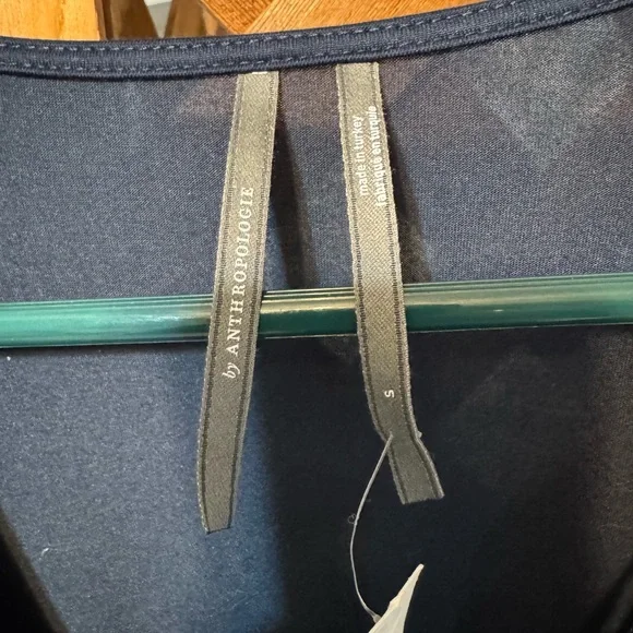 Anthropologie Navy Ruched Blouse - Picture 2 of 4